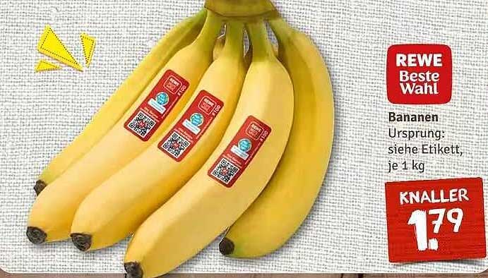 Rewe Beste Wahl Bananen, 1 kg für nur 1,79