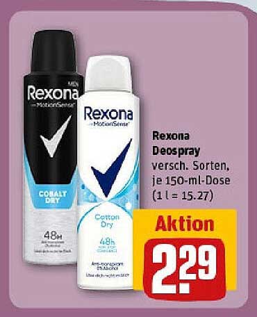 Rexona Deospray verschiedene Sorten, je 150-ml-Dose