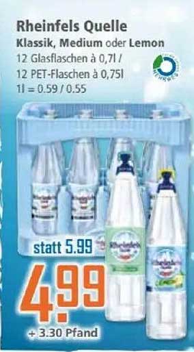 Rheinels Quelle Klassik, Medium oder Lemon - 12 PET-Flaschen