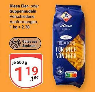 Riesa Eier- oder Suppennudeln - verschiedene Ausführungen, 500 g für 1,19 €