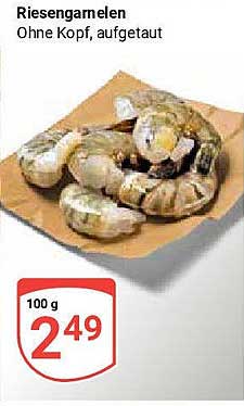 Riesengarnelen ohne Kopf, aufgetaut