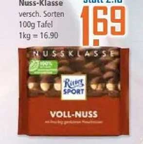 Ritter Sport Nuss-Klasse 100g Tafel - jetzt nur 1,69 statt 2,10