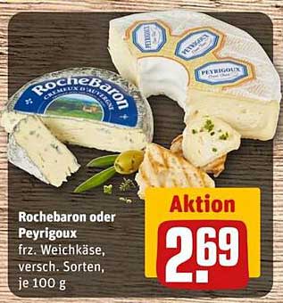 Rochebaron oder Peyrigoux frz. Weichkäse, versch. Sorten, je 100 g