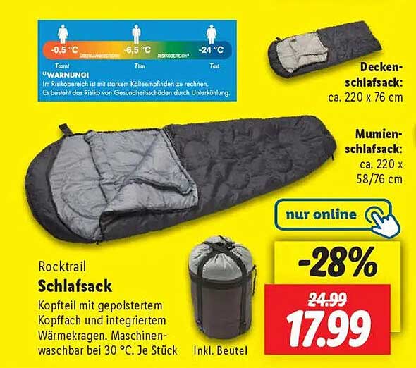 Rocktrail Schlafsack – jetzt nur 17,99 € statt 24,99 €