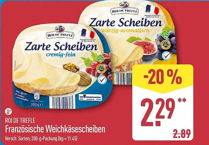 ROI DE TREFFLE Französische Weichkäse-Scheiben 200g