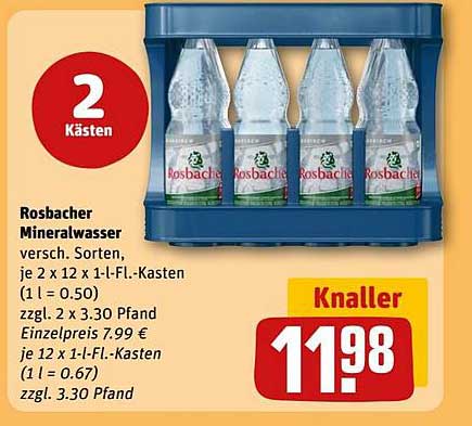 Rosbacher Mineralwasser - 2 Kästen zum Sonderpreis