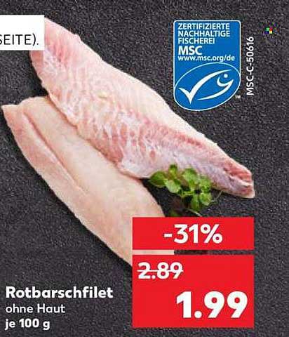Rotbarschfilet ohne Haut je 100 g