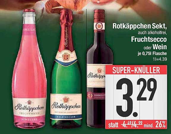 Rotkäppchen Sekt, auch alkoholfrei, Fruchtsecco oder Wein je 0,75l Flasche