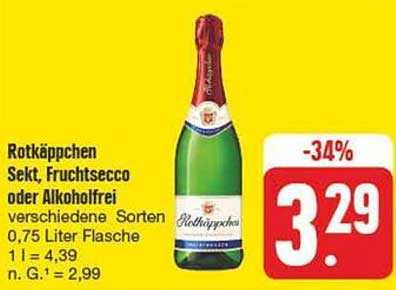 Rotkäppchen Sekt, Fruchtsecco oder alkoholfrei 0,75 Liter Flasche