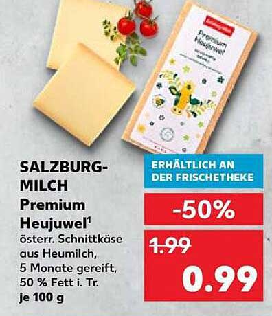 SALZBURG-MILCH Premium Heujuwel - 50% Rabatt auf köstlichen Schnittkäse!