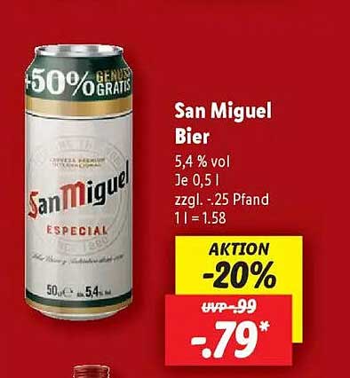 San Miguel Bier 0,5 l - 20% reduziert!