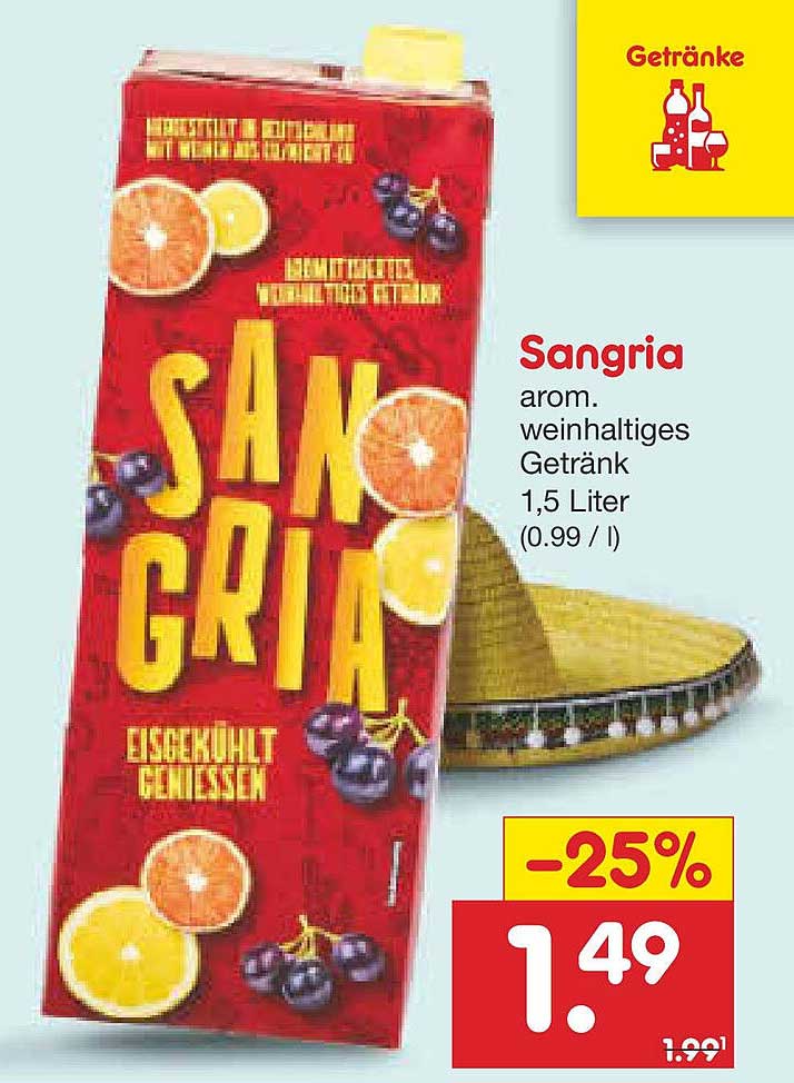 Sangria arom. weinhaltiges Getränk 1,5 Liter