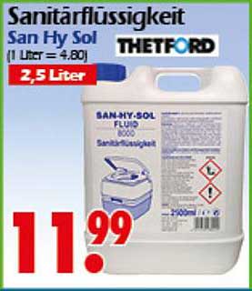 Sanitärflüssigkeit San Hy Sol von Thetford 2,5 Liter