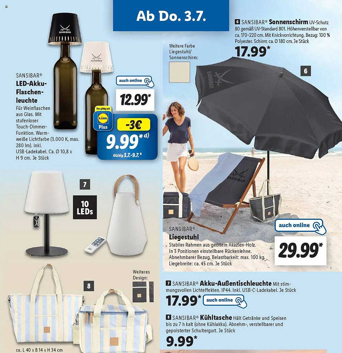 SANSIBAR LED-Akku-Flaschenleuchte