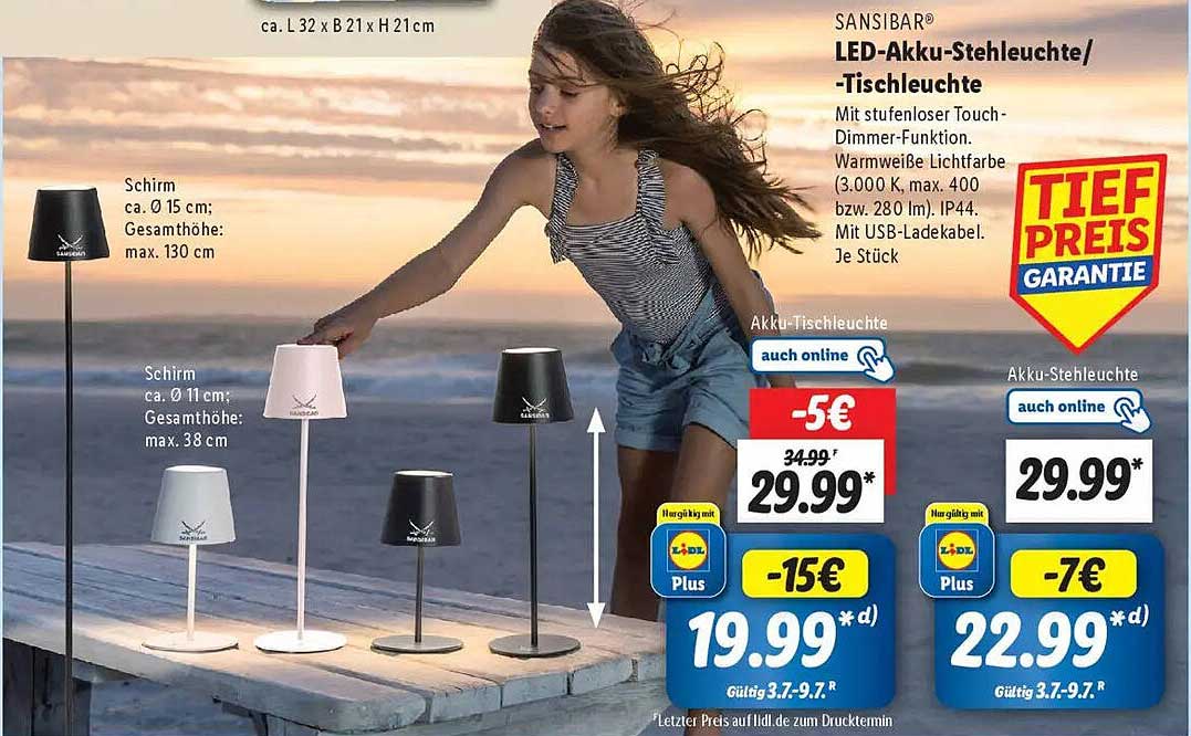 SANSIBAR® LED-Akku-Stehleuchte/-Tischleuchte