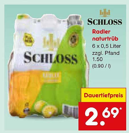 Schloss Radler naturtrüb 6 x 0,5 Liter zzgl. Pfand