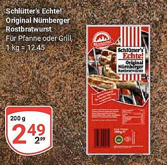 Schlütter's Echte! Original Nürnberger Rostbratwurst, 200 g