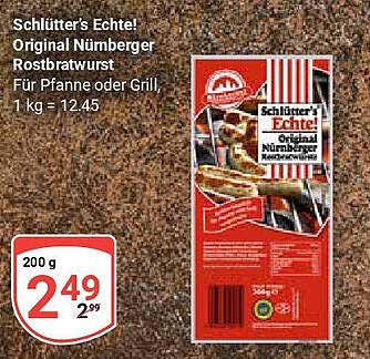 Schlütter's Echte! Original Nürnberger Rostbratwurst, 200 g