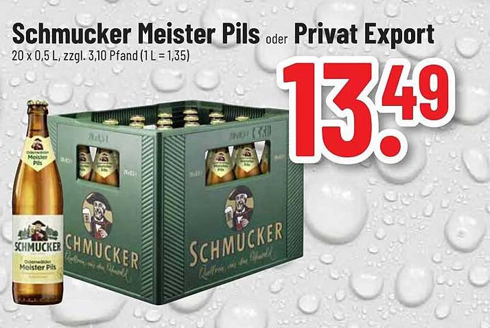 Schmucker Meister Pils oder Privat Export 20 x 0,5 L