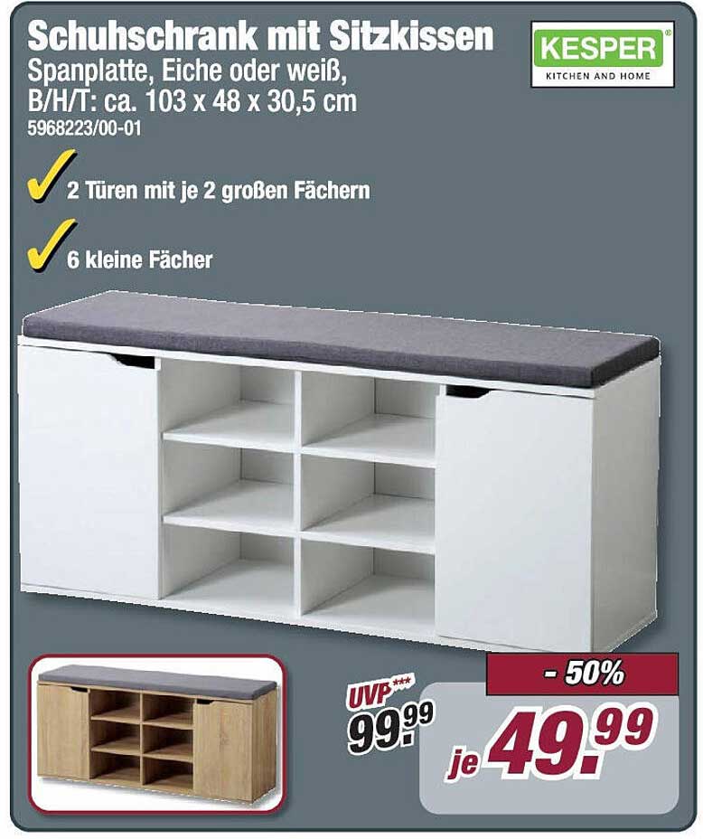 Schuhschrank mit Sitzkissen