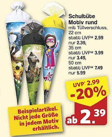 Schultüte Motiv rund mit Tüllverschluss, ab 2,39 €