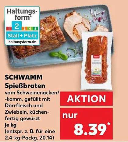 SCHWAMM Spießbraten vom Schweinenacken/-kamm, gefüllt mit Dörrfleisch und Zwiebeln