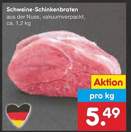 Schweine-Schinkenbraten aus der Nuss, vakuumverpackt, ca. 1,2 kg