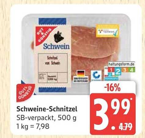 Schweine-Schnitzel SB-verpackt, 500 g