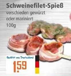 Schweinefilet-Spieß - unterschiedlich gewürzt oder mariniert - 100g