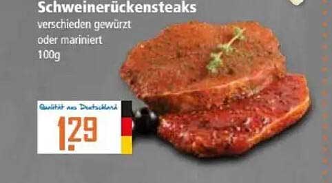 Schweinerückensteaks verschiedenen gewürzt oder mariniert 100g