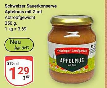 Schweizer Sauerkonserve Apfelmus mit Zimt