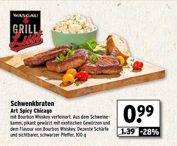 Schwenkbraten Art Spicy Chicago mit Bourbon Whiskey