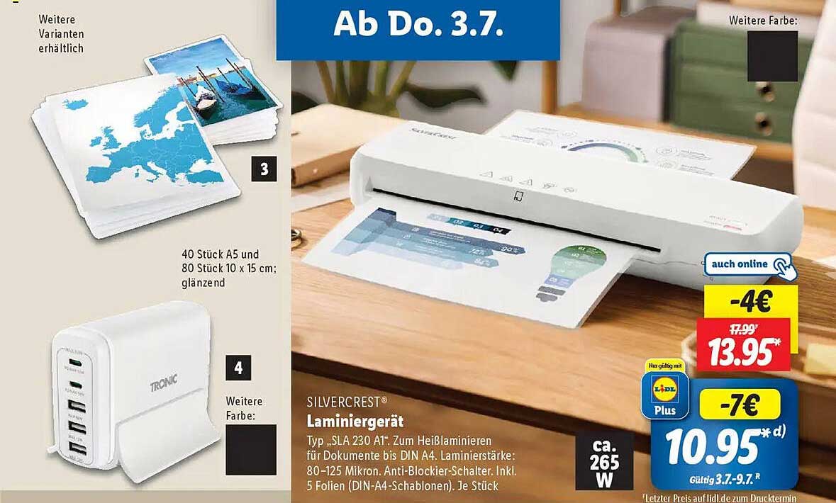 SILVERCREST® Laminiergerät SLA 230 A1