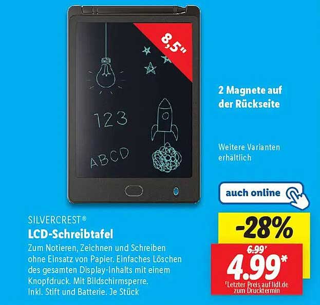 SILVERCREST® LCD-Schreibtafel 8,5''
