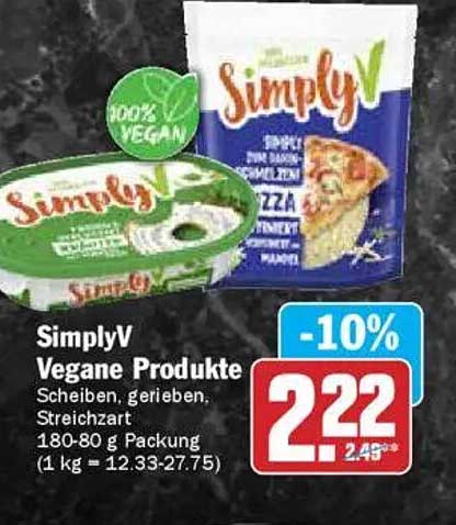 SimplyV Vegane Produkte – Scheiben, gerieben, Streichzart