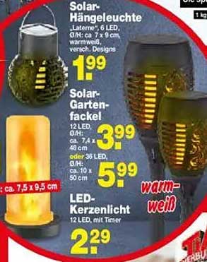 Solar-Gartenfackel 12 LED, Ø 7,4 cm, Höhe 46 cm