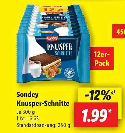 Sondey Knusper-Schnitte - 12er-Pack für nur 1,99 €