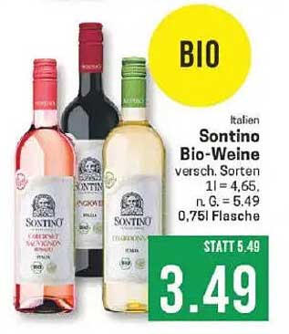 Sontino Bio-Weine - Verschiedene Sorten zum unschlagbaren Preis