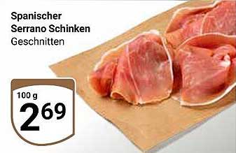 Spanischer Serrano Schinken Geschnitten
