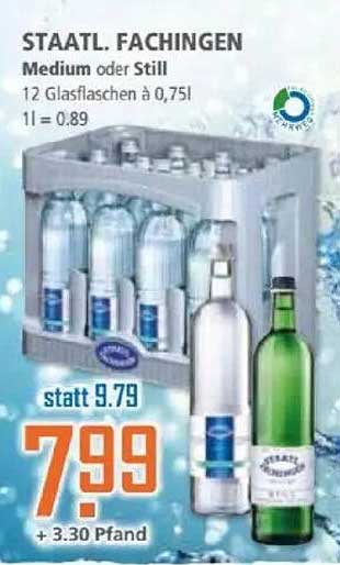 STAATL. FACHINGEN Medium oder Still - 12 Glasflaschen à 0,75l