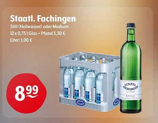 Staatl. Fachingen Still (Heilwasser) oder Medium 12 x 0,75 l