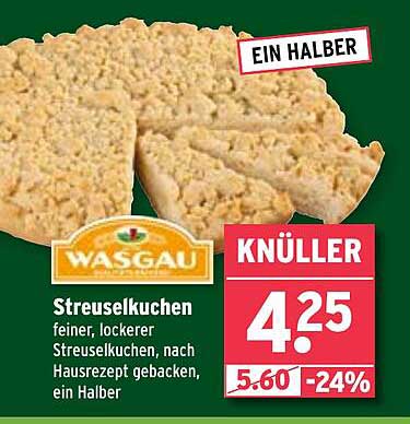 Streuselkuchen - feiner, lockerer Streuselkuchen nach Hausrezept, ein Halb