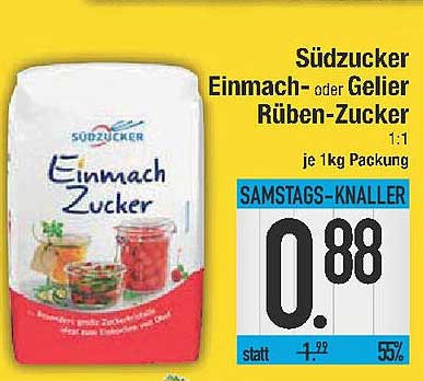 Südzucker Einmach- oder Gelier Rüben-Zucker 1:1 je 1kg Packung