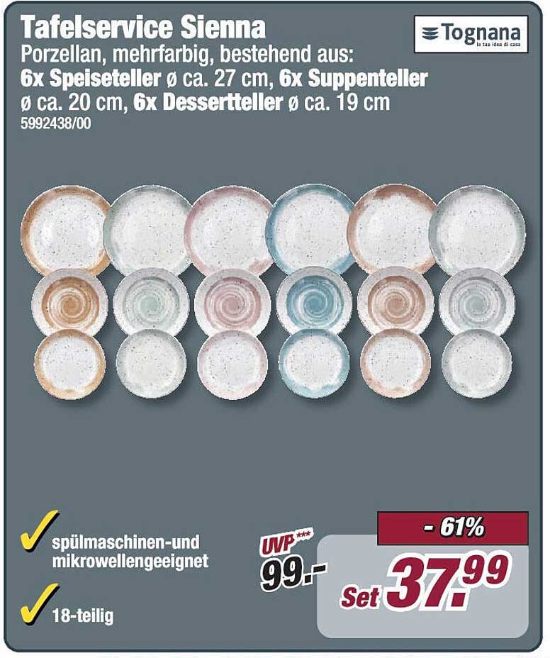 Tafelservice Sienna – 18-teiliges Porzellan-Set