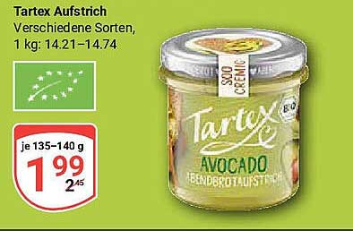 Tartex Aufstrich - Avocado und andere Sorten