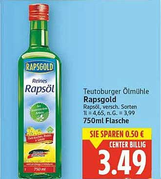 Teutoburger Öl Mühle Rapsgold Rapsöl 750ml