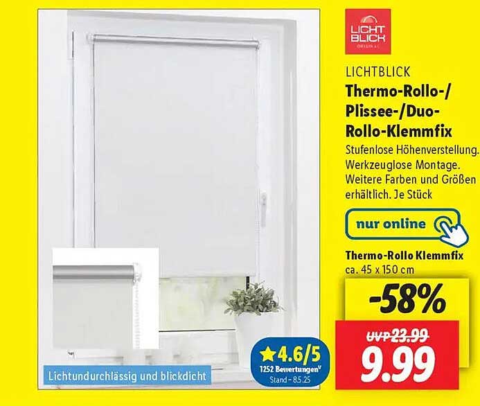Thermo-Rollo-/Plissee-/Duo-Rollo-Klemmfix