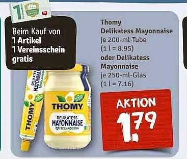 Thomy Delikatess Mayonnaise 200-ml-Tube oder 250-ml-Glas zum Aktionspreis