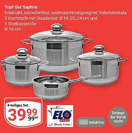 Topf-Set Saphira - 4-teiliges Set aus hochwertigem Edelstahl