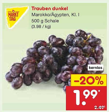Trauben dunkel, Marokko/Ägypten, Kl. I, 500 g Schale
